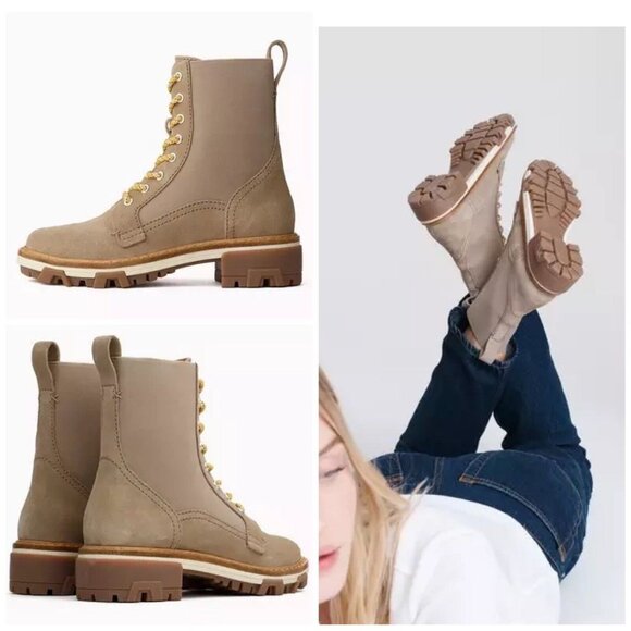 rag & bone $ 595 Shiloh Leather Suede Combat Boots Light Sand Women’s 7 EU 37 - Picture 13 of 13